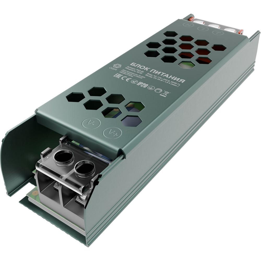 Изображение товара Блок питания OGM 24В 40Вт 175-240В IP20 для светодиодов модулей и линеек
