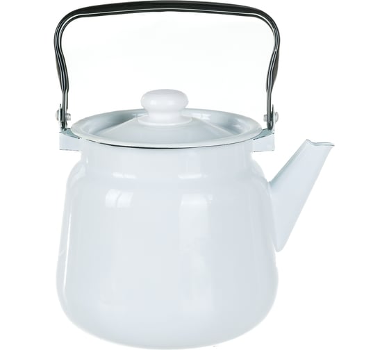 Изображение товара Эмалированный чайник Сибирские товары 3.5 л, белый, с пластиковой кнопкой ПД2165