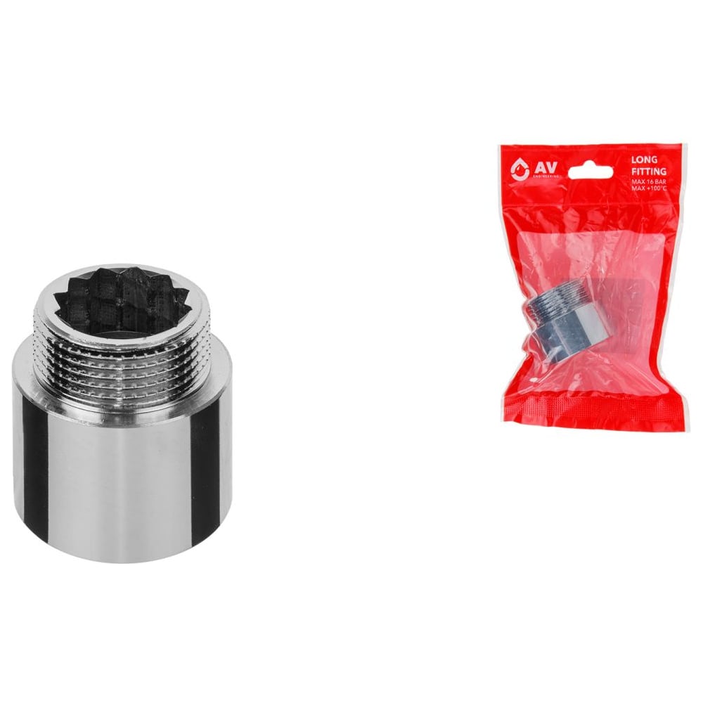 Изображение товара Удлинитель латунный AV Engineering внутренняя-наружная 1"х20 мм усиленный хром AVE301029 ЦЗ-0000001024