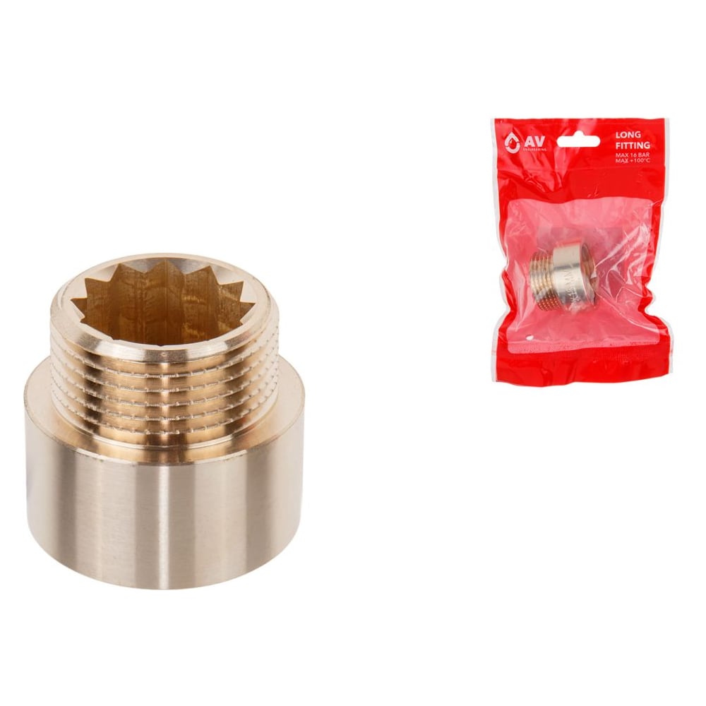 Изображение товара Удлинитель латунный AV Engineering внутренняя-наружная 1"х15 мм AVE301026 ЦЗ-0323934698