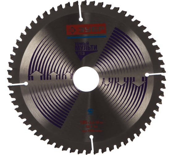 Изображение товара Диск пильный "Точный-МУЛЬТИ рез" (185х30 мм; 60Т) Зубр 36907-185-30-60
