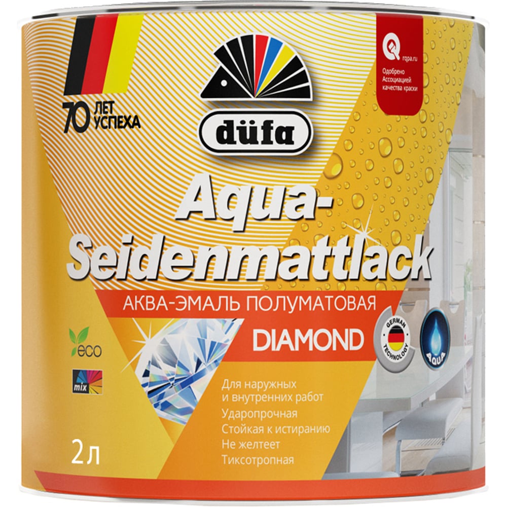 Изображение товара Эмаль Dufa AQUA-SEIDENMATTLACK база 3, 2л МП00-010319