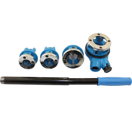 Изображение товара Клуппы трубные для конической резьбы CNIC R BSPT 1/2-3/4-1-1 1/4 c трещеткой в пласт. кейсе 24638