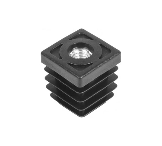 Изображение товара Заглушка пластиковая квадратная Миниворкс 40х40, с металлической резьбой М12, стенка 0.8-4.0 мм, цвет белый –  (10 шт.) 40-40М12БС