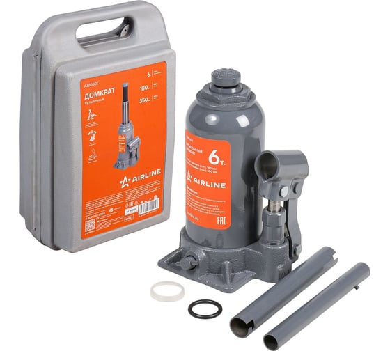Изображение товара Домкрат бутылочный AIRLINE 6т 180-350 мм, кейс AJB06SK