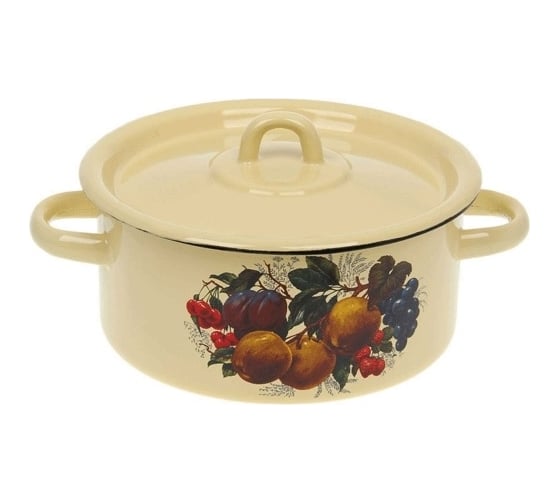 Изображение товара Эмалированная кастрюля Сибирские товары цилиндрическая, 2.0 л, декор, палевая ПД6289