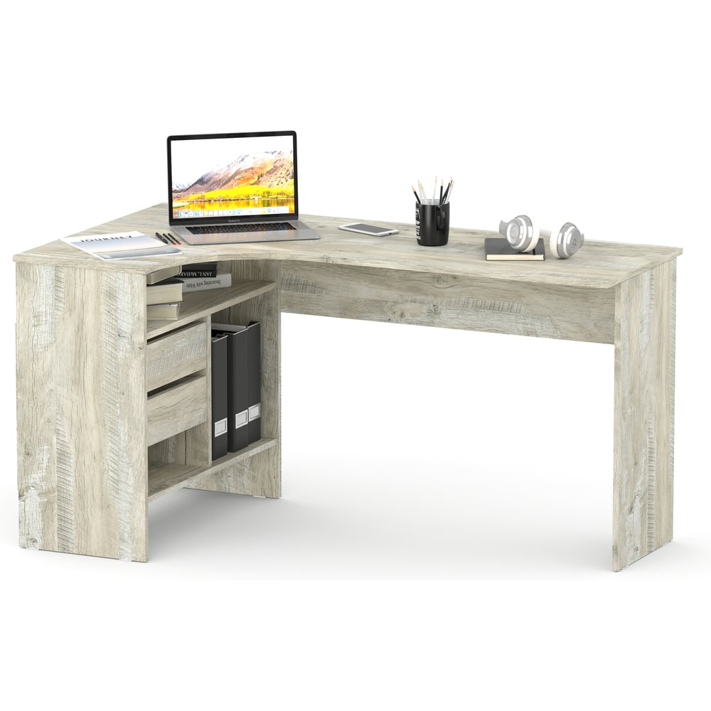 Изображение товара Письменный стол СОКОЛ Левый Дуб юкон СПм-25 - современный офисный или учебный стол