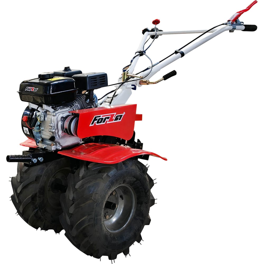 Изображение товара Мотоблок бензиновый FORZA МБ5 702 двигатель 7 л.с., редуктор чугунный, привод ременной, скорость 3 вперед 1 назад, руль поворотный, вал S24, колесо: 19х7х8 Экстрим, фрезы 3 группы 24 ножа. FORZAМБ5702 ЭКСТРИМ