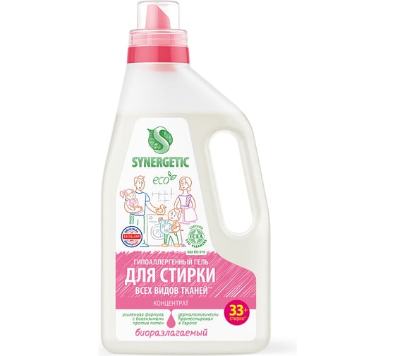 Изображение товара Универсальный гель для стирки белья SYNERGETIC 1 л 4613720439058 109506