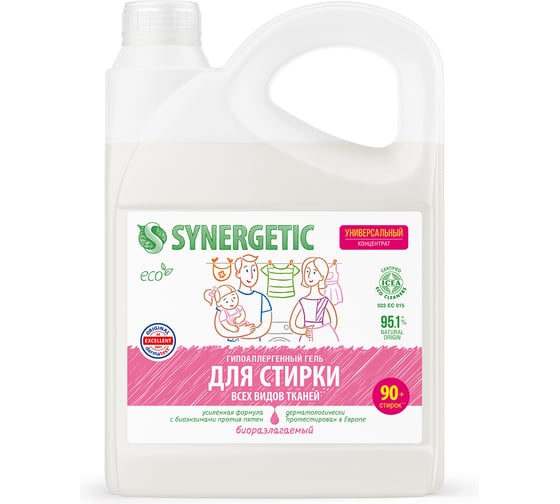 Изображение товара Универсальный гель для стирки белья SYNERGETIC канистра ПЭ 2.75 л 4623722441836 109275