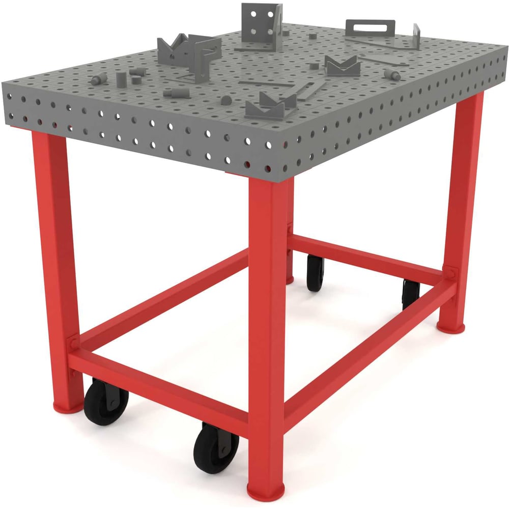 Изображение товара Сварочный стол с оснасткой Flamet 1000х1500 Profi 10 мм, подстолье с перемычками и колесами КОPBK-1000x1500-10