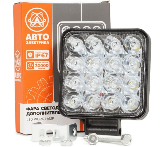 Изображение товара Фара дополнительная АВТОЭЛЕКТРИКА AE48S-16LED-HC-MINI квадратная, направленный свет, 16 диодов, 48W, (85х19х113) 12/24V AE48S-16LED-HC-MINI 09.03046