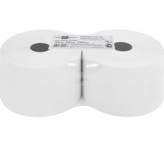 Изображение товара Чековая лента ОФИСМАГ ТЕРМОБУМ 80мм, диаметр 120мм, длина 150м, вт.26мм, слой наружу, 2шт 52366 110883
