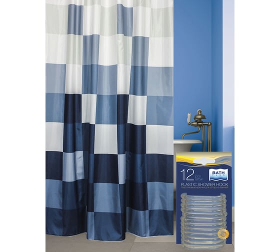 Изображение товара Комплект: штора для ванной и кольца Bath Plus RUBIKS CUBE akch-21289