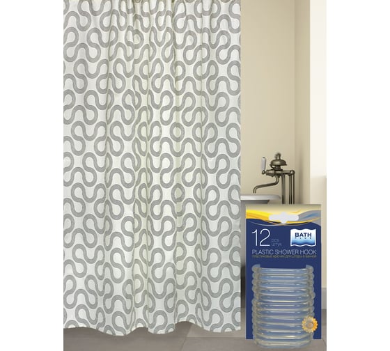 Изображение товара Комплект: штора для ванной и кольца Bath Plus Rope Twisting beige akch1952