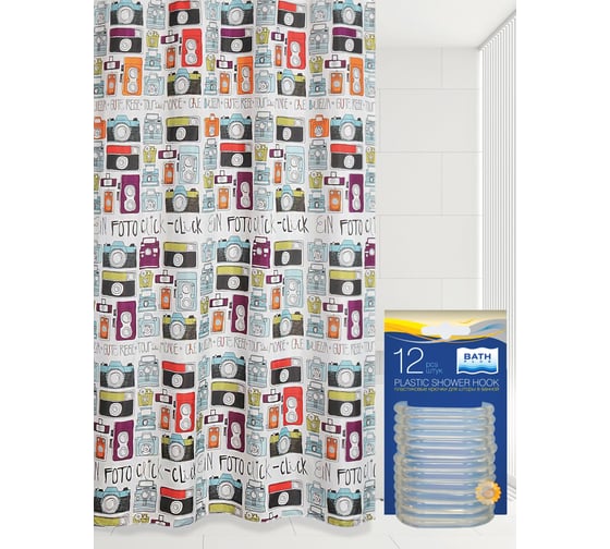 Изображение товара Комплект: штора для ванной и кольца Bath Plus akch-21259