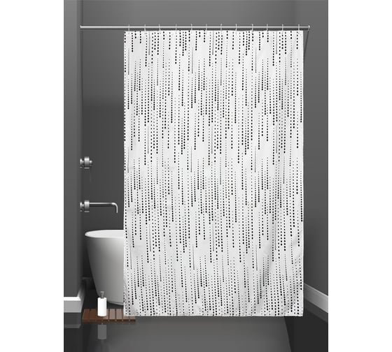 Изображение товара Штора для ванны Bath Plus 180x200 Mizzle Drops black+white ch-21309