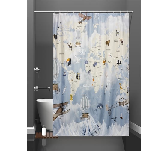 Изображение товара Штора для ванны Bath Plus 180x200 Animals Around The World II ch-21316
