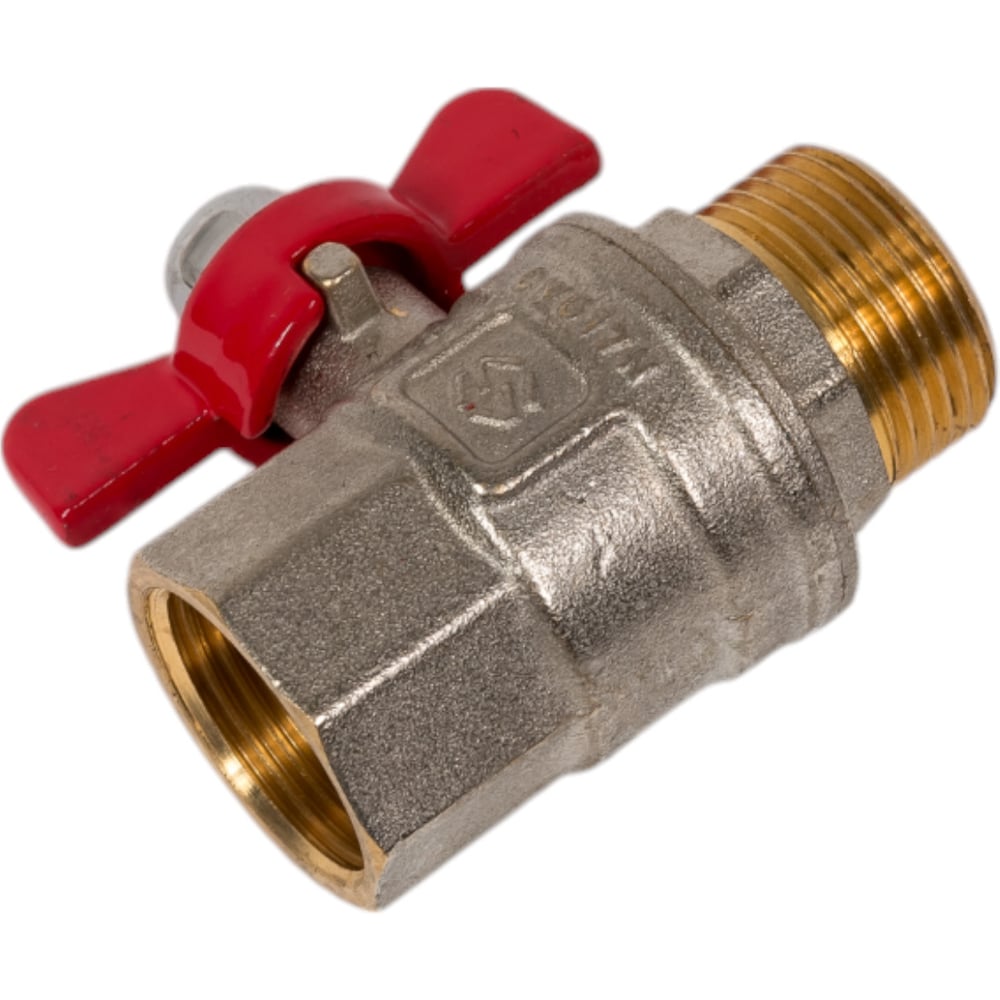 Изображение товара Шаровой кран бабочка DУ20, каркас латунь с никелированным покрытием, запорная арматура