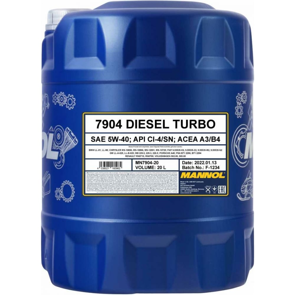 Синтетическое моторное масло MANNOL 5W40 1052 DIESEL TURBO 5W-40 - фото 1