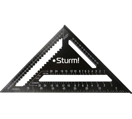 Изображение товара Угольник Sturm 300мм, алюминиевый сплав, чёрная оксидация, белая шкала,  2020-07-300