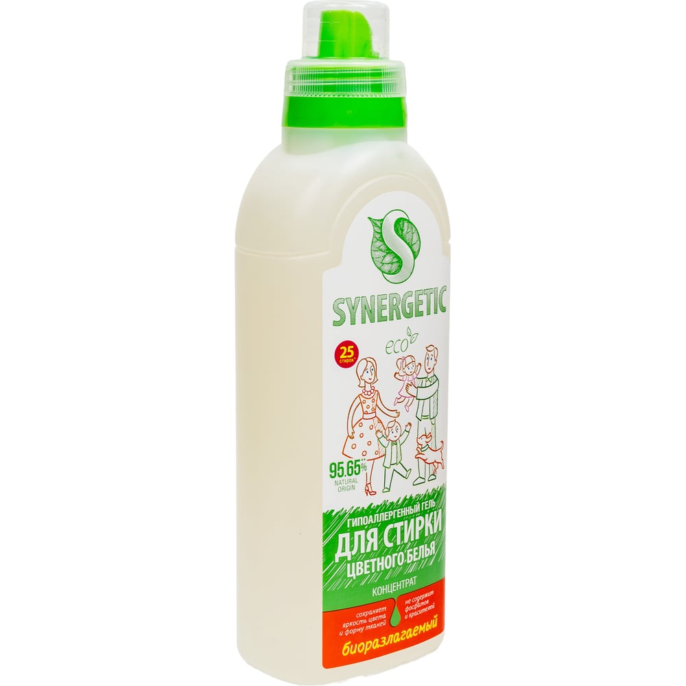 Изображение товара Гель для стирки цветного белья SYNERGETIC 750 мл для деликатных тканей