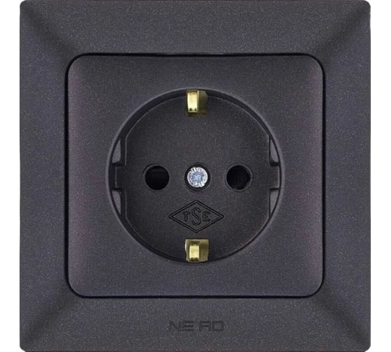 Изображение товара Розетка NE-AD с защитой от детей, с заземлением, 16А, 250В, Aras, Черный, 93-124-08-E