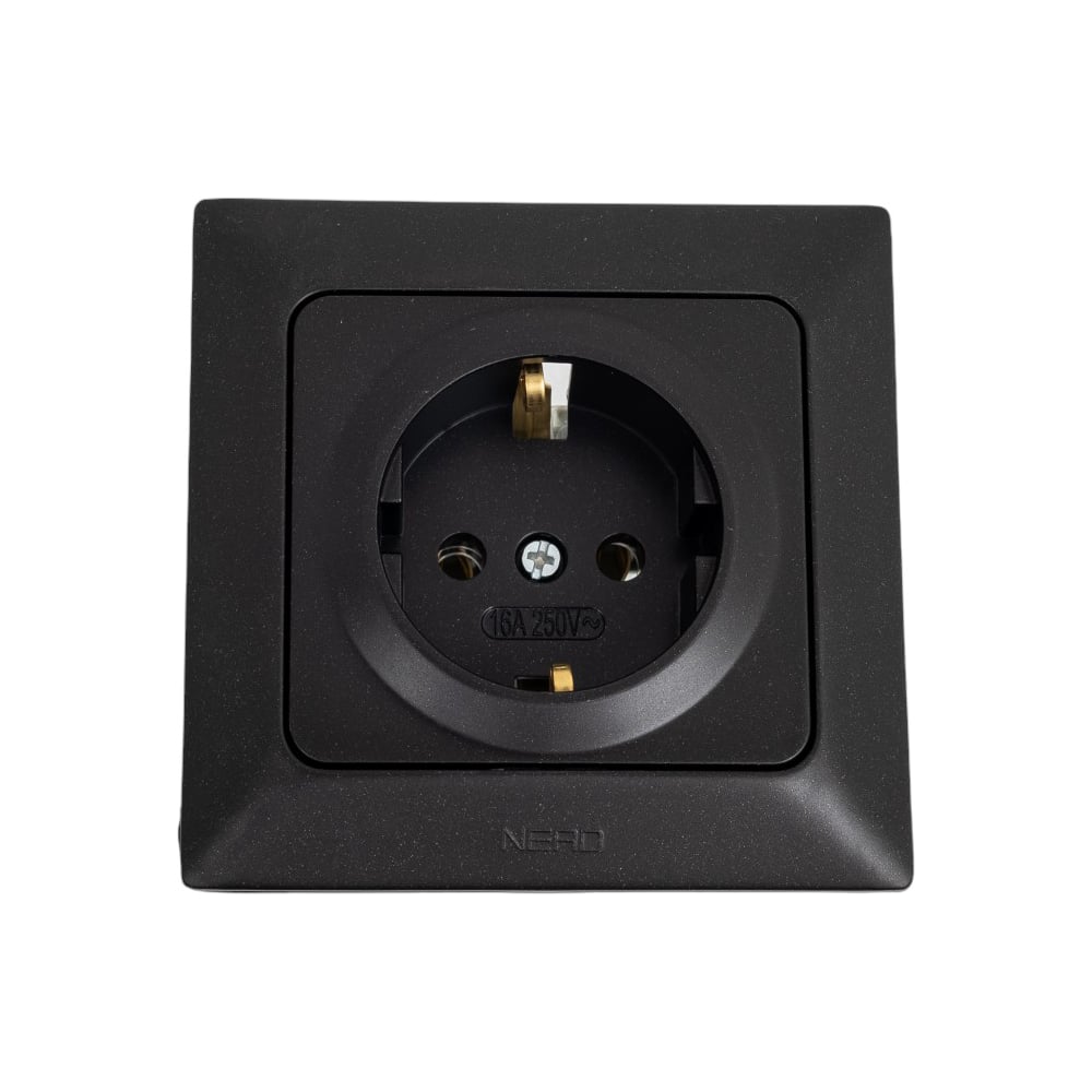 Изображение товара Розетка силовая Aras NE-AD с заземлением 16А, 250В, черный металлик