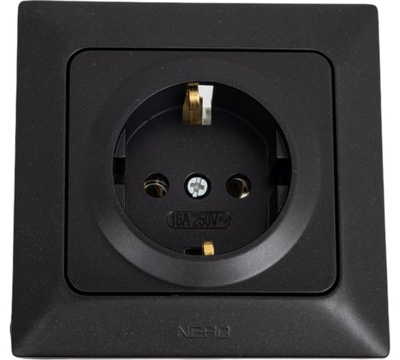 Изображение товара Розетка NE-AD с заземлением, 16А, 250В, Aras, Черный, 93-124-08