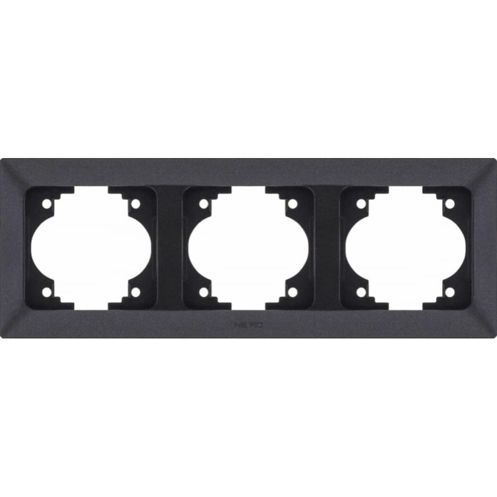 Горизонтальная трехместная рамка NE-AD, цвет черный металлик