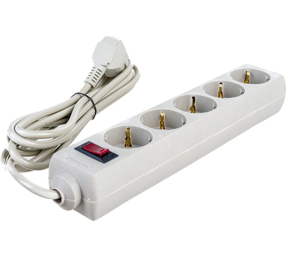 Изображение товара Удлинитель ExeGate EC-5-3G 5 евро с заземлением 3м защита от перегрузки выключатель с подсветкой серый 285799