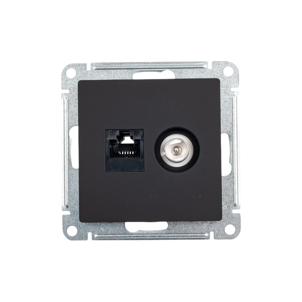 Изображение товара Розетка 2-ная ТВ + компьютерная RJ45 Systeme Electric AtlasDesign Карбон IP20