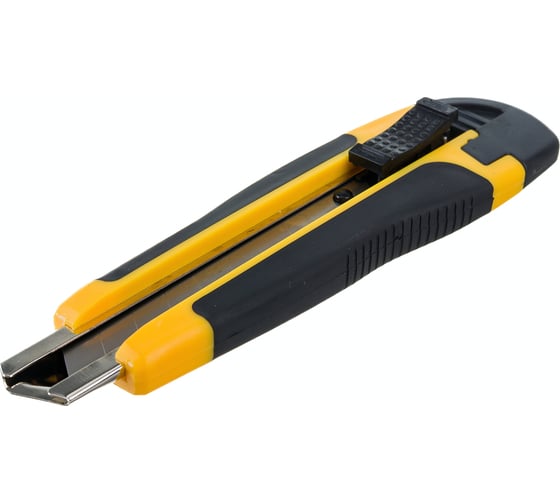 Изображение товара Строительный нож Biber 50118  усиленный, обрезиненный корпус, с прямоугольным фиксатором тов-202805