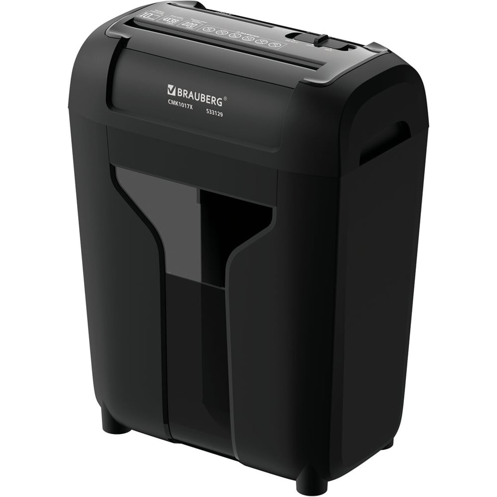 Изображение товара Уничтожитель BRAUBERG CMK-1017x для бумаги пластиковых карт и дисков 10 листов 17л