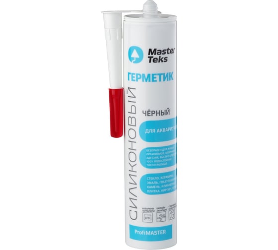 Изображение товара Силиконовый герметик для аквариумов и стекла MASTERTEKS Profimaster, 290 мл, черный 279690