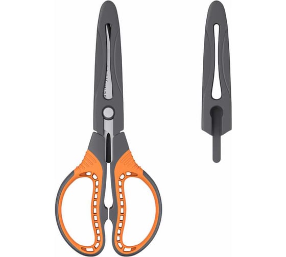 Изображение товара Ножницы ErichKrause Protector, 16.5 см с чехлом, серо-оранжевый 48056