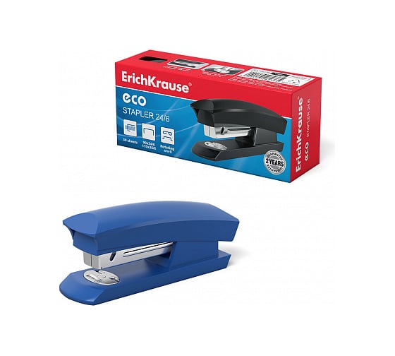 Изображение товара Степлер ErichKrause №24/6 Eco до 30 листов, ассорти 28236