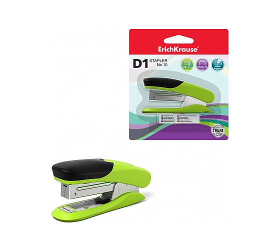 Изображение товара Степлер ErichKrause №10 D1 до 20 листов, скобы в наборе, ассорти 36999