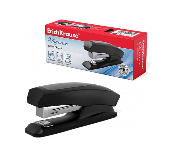 Изображение товара Степлер ErichKrause №24/6 Elegance Half-strip до 30 листов, черный  2241