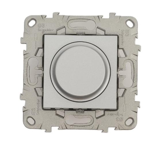 Изображение товара Поворотно-нажимной универсальный светорегулятор Systeme Electric UNICA NEW LED 5-200Вт, алюминий NU551430