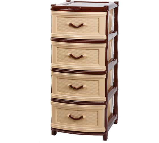 Изображение товара Комод Elf Plast Классика плетенка 4-х секционный коричневый пластик ХМ736