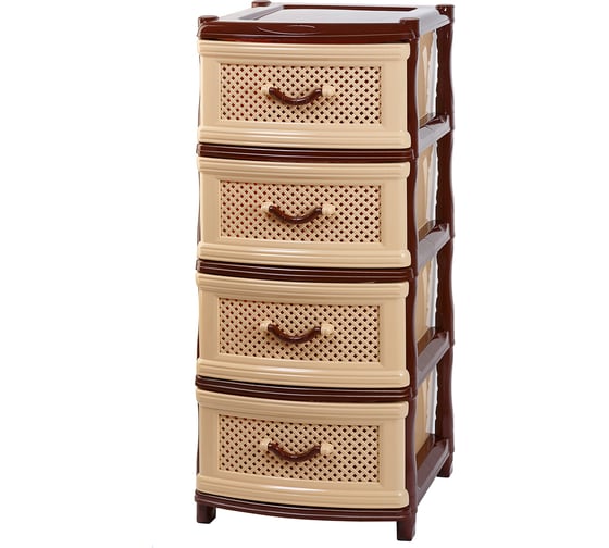 Изображение товара Комод Elf Plast Классика сетка 4-х секционный бежевый/коричневый пластик ХМ268