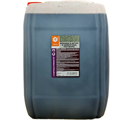 Изображение товара Добавка в бетонные и цементные растворы APIS СУПЕРПЛАСТИФИКАТОР С-3 (канистра; 33 кг) 4665296517197
