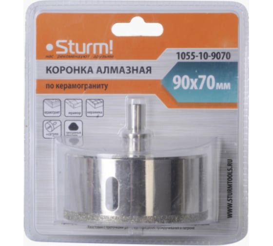 Изображение товара Коронка алмазная (90х70 мм; хв-к с проточкой) Sturm 1055-10-9070