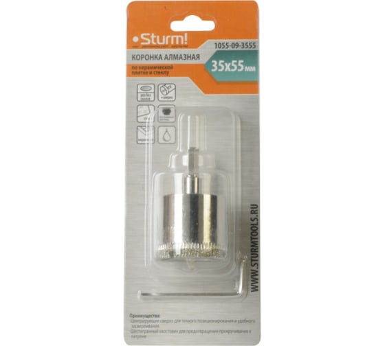 Изображение товара Коронка алмазная (35х55 мм; 6-гранный хв-к) Sturm 1055-09-3555