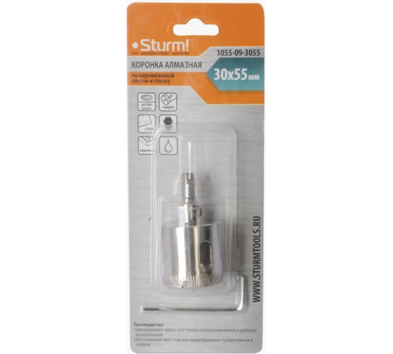 Изображение товара Коронка алмазная (30х55 мм; 6-гранный хв-к) Sturm 1055-09-3055