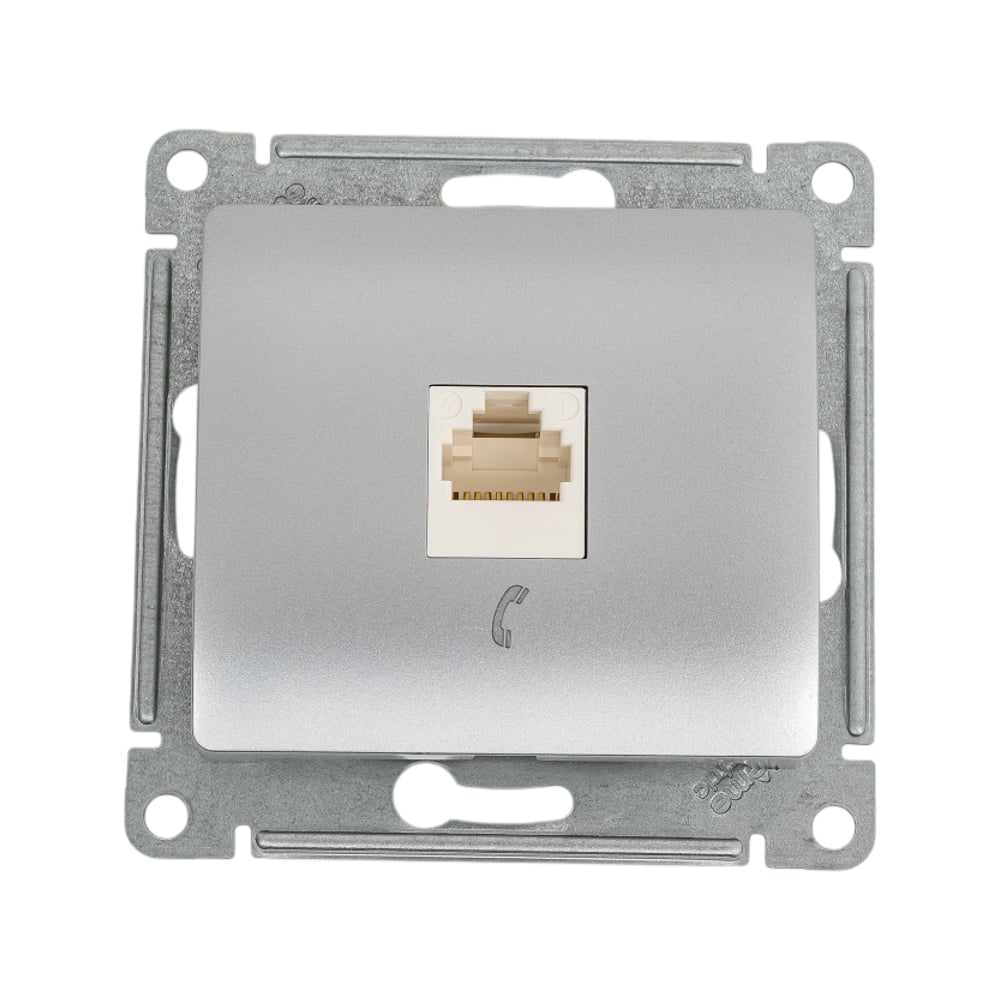 Изображение товара Телефонная розетка Systeme Electric Glossa алюминий RJ11 IP20