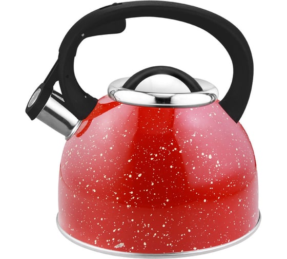 Изображение товара Чайник Mallony Arte из нержавеющей стали со свистком красный с белыми точками 2,5 л 005174