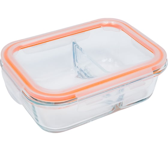 Изображение товара Контейнер Mallony GUSTO, 600 мл, 2 секции из жаропрочного стекла с крышкой с защёлками 008676