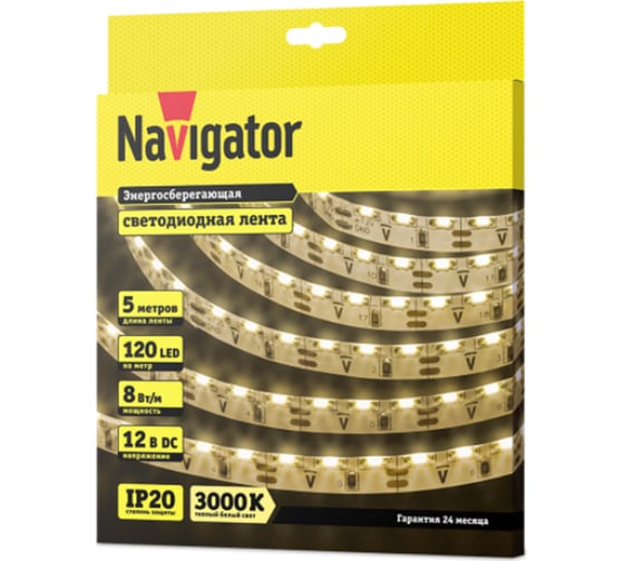 Изображение товара Лента Navigator СД 14 450 NLS-335WWS120-8-IP20-12V 5 м 14450